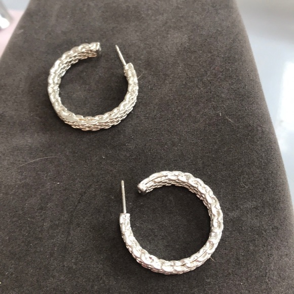 Jewelry - Sterling Silver Mesh Hoop Earrings 925